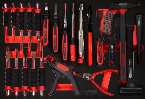 KS Tools PERFORMANCEplus jeu d'outils 23 pièces, pinces, marteau et burin, 811.1023