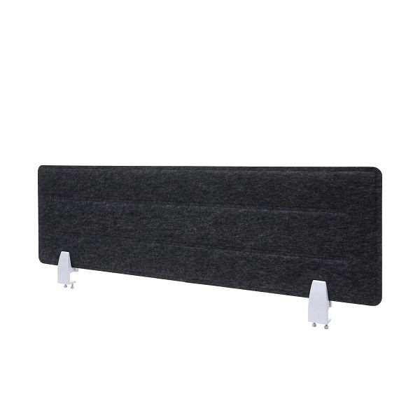 Cloison de table Mendler HWC-G76, paravent de bureau, panneau d'affichage de bureau, pinces à tissu/textile avec gaufrage, 100x30cm noir, 71944+71947