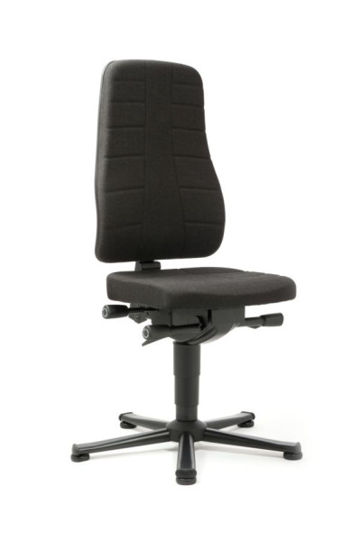 bimos All-In-One Highline avec patins et revêtement en tissu noir, hauteur d'assise 450-600 mm, 9640-6801