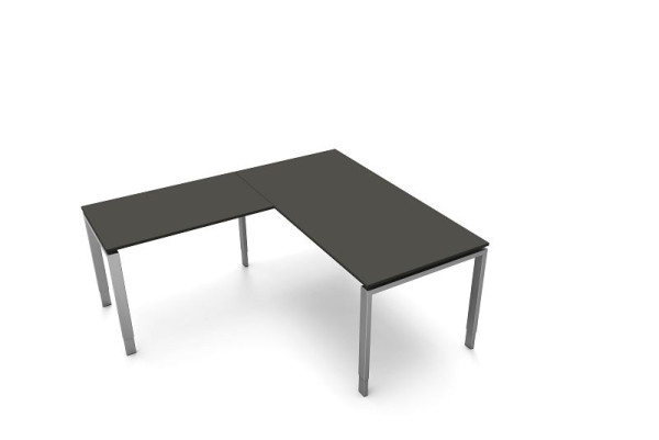 Bureau Kerkmann, L 1600 x P 800 x H 680-820 mm avec table d'extension, forme 5, coloris : anthracite, 11414613