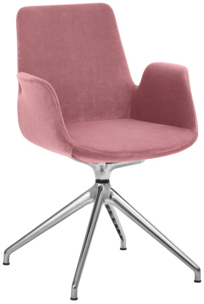 Fauteuil Mayer Sitzmöbel , piètement étoile, aluminium poli, rotatif à 360°, vieux rose, 2009_S1_30600