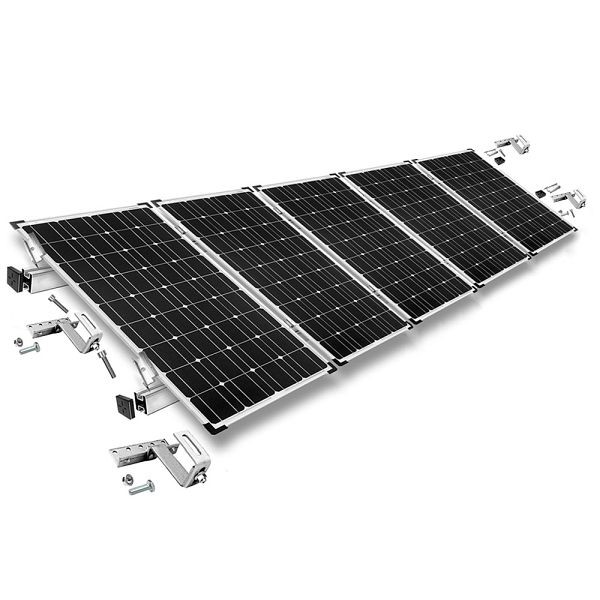 Kit de fixation Offgridtec avec crochet de toit, réglable en 3 directions (pour tuiles) pour installation sur toit en pente, 5 panneaux solaires, hauteur de cadre 30 mm, 8-01-013775-009