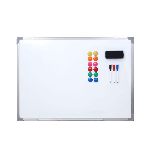 Tableau blanc Mendler HWC-C84, tableau magnétique, tableau mémo, tableau d'affichage, accessoires inclus, 60x45cm, 61832