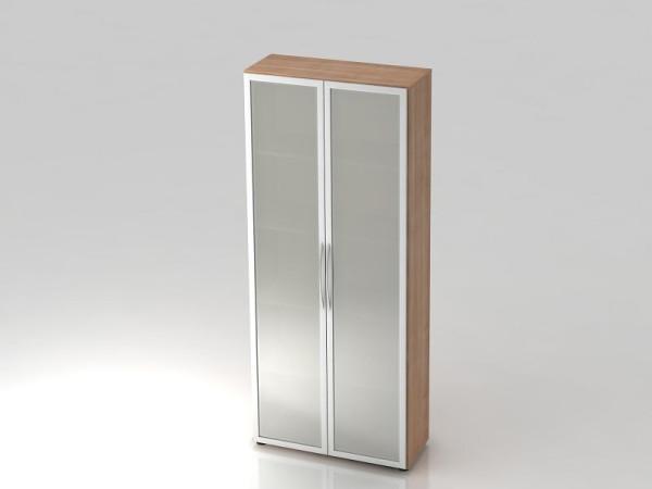 Vitrine Hammerbacher 5OH 34, poignée arquée profondeur 6 cm noyer, 80x34,9x188 cm (LxPxH), V4200/N/S/BM