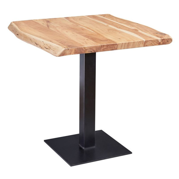 Wohnling table à manger bord d'arbre 80 x 75 x 75 cm bois d'acacia massif, carré, WL5.975