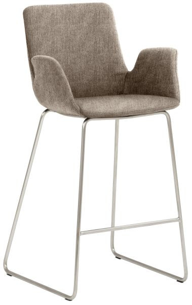 Tabouret Mayer Sitzmöbel 1222, piètement luge en acier inoxydable, marron clair, 1222_K4_30085