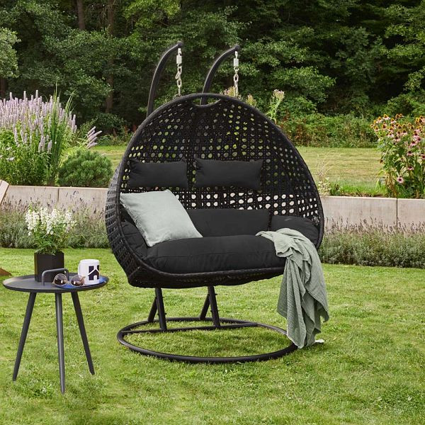 HOME DELUXE chaise suspendue en polyrotin TWIN - noir, 49581