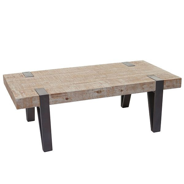 Table basse Mendler HWC-A15b, table de salon, bois de sapin massif rustique 40x120x60cm, 56890+56891