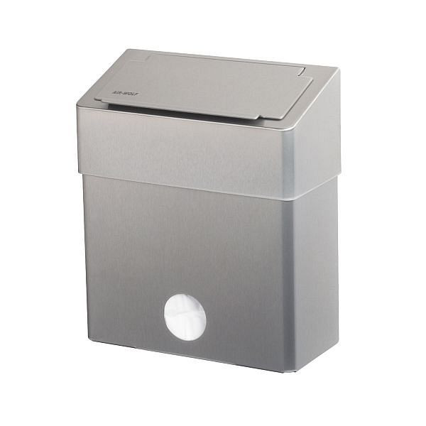 Conteneur à déchets hygiéniques Air Wolf pour serviettes hygiéniques, série Omega, H x L x P : 424 x 278 x 125 mm, acier inoxydable revêtu, 29-052