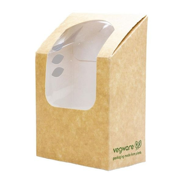 Boîtes d'emballage brun combostable Vegware avec fenêtre de visualisation PLA, UE: 500 pièces, CL705