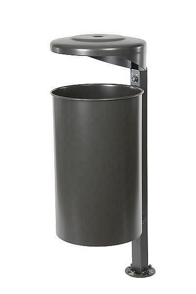Poubelle sur pied Renner d'environ 55 L, avec cendrier, avec 2 pcs. Poteau en tube carré à encastrer dans le béton, galvanisé à chaud, 7084-00FV