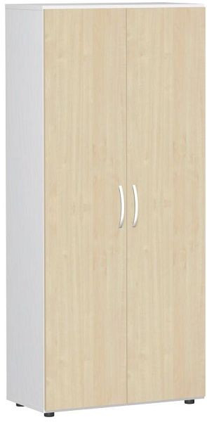 armoire à double porte geramöbel avec pieds, amortisseur de porte inclus, verrouillable, 800x420x1808, érable/blanc, S-385100-AW