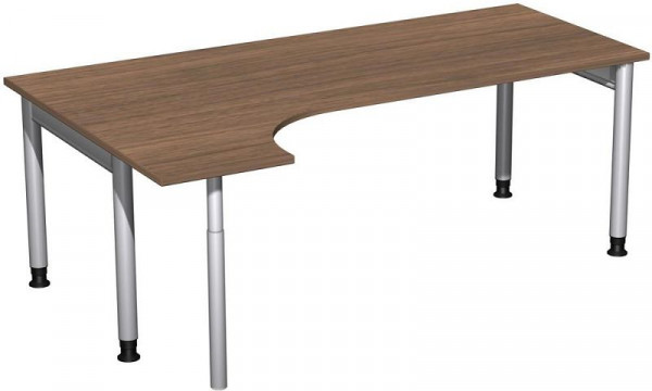 Bureau PC geramöbel gauche, réglable en hauteur, 2000x1200x680-820, noyer/argent, N-657318-NS