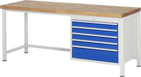 Etabli RAU série 8000 - modèle 8268, L2000 x P700 x H840-1040 mm, base système L1995 x P650 x H800-1000 mm, 03-8268A1-207B4H.11