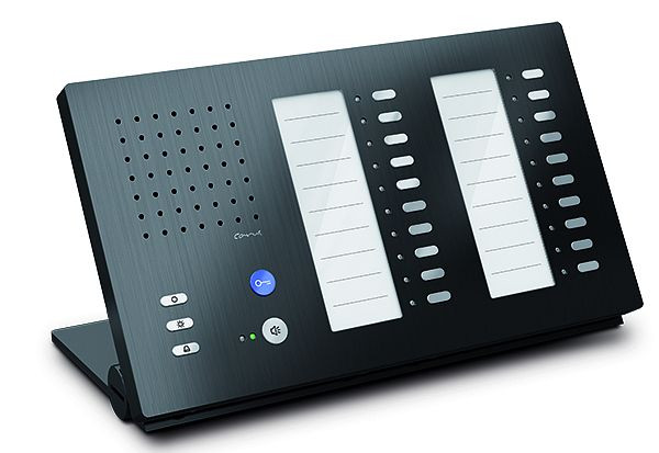 Poste intérieur audio TCS pour appels mains libres série Carus ADAPTO +20 boutons, appareil de table noir, CAI1210-0156