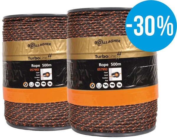 Gallagher Duopack TurboLine Cord 2x500m terre, paquet de 2, 069804