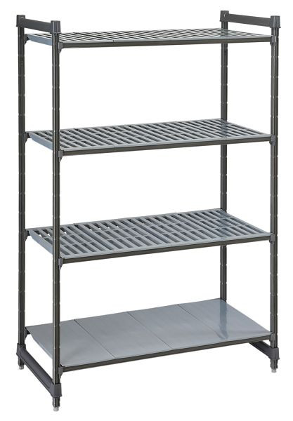 Unité de base Cambro Camshelving® Basics 3V + 1S 24X42X72 Graphite mat, CBU244272VS4580