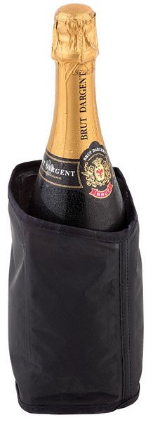 Manchon de refroidissement APS, Ø 11 cm, hauteur : 18 cm, nylon, PE, noir, pour bouteilles de vin mousseux/champagne, 36075