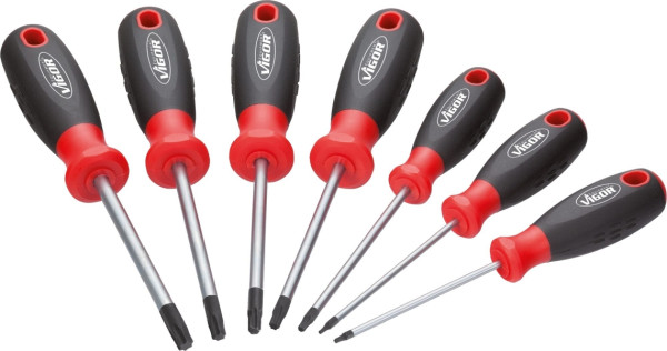 Jeu de tournevis TORX VIGOR, profil TORX interne, T10 - T40, nombre d'outils : 7, V3366
