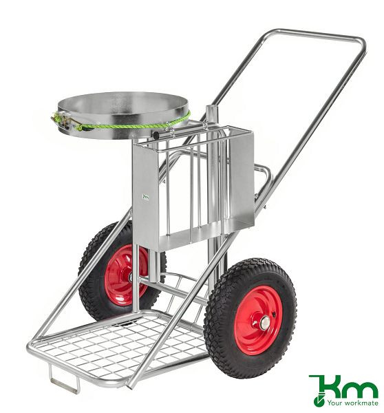 Chariot de ménage Kongamek 125 L, galvanisé, gros pneumatiques sur jante acier, KM145760-E