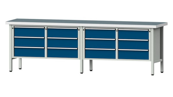 Établis ANKE Établi en caisson, modèle 108 V, 2800 x 700 x 900 mm, RAL 7035/5010, UBP 50 mm, 301.455
