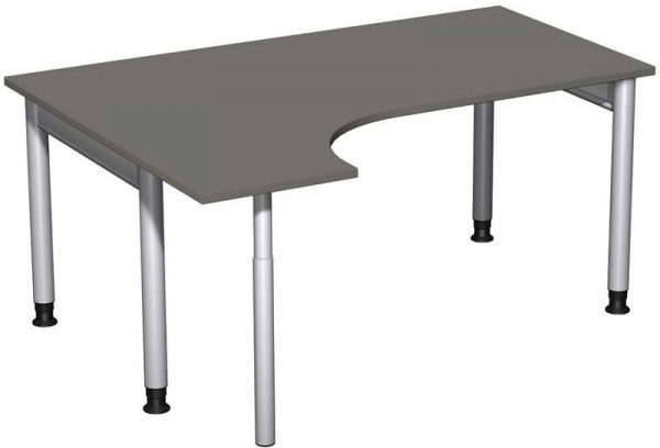 Bureau PC geramöbel gauche, réglable en hauteur, 1600x1200x680-820, graphite/argent, N-657308-GS