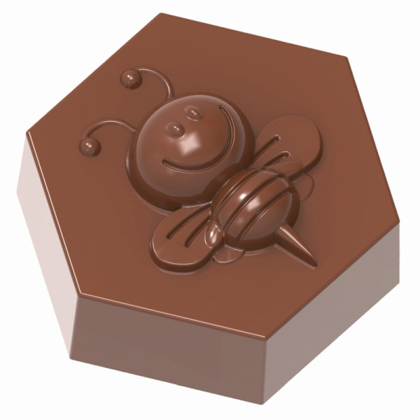 Moule à chocolat Schneider - abeille sur hexagone, 275 x 135 x 24 mm / 32,5 x 28,5 x 15,5 mm, 9,5 g, 3 x 7 pièces, 421858