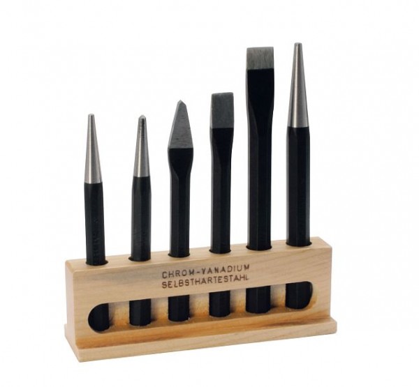 Ensemble burin et tournevis ELORA dans un support en bois, 6 pièces, 266S, 0266500606000