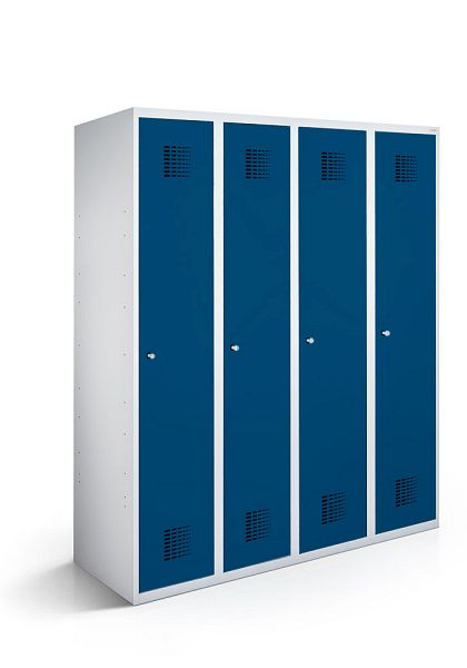 Vestiaire KEMMLIT 4 compartiments 30cm avec fond fermé, bleu gentiane 5010, loquet rotatif, 100091