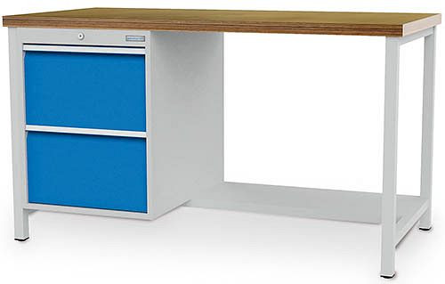 Établi à caisson Bedrunka+Hirth série 1500 R18-24, 2x300 mm, tiroir extension totale 100%, 1500 x 750 x 859 mm, 03.14.27-LV