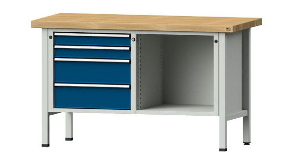 Établis ANKE Établi en caisson, modèle 134 V, 1500 x 700 x 900 mm, RAL 7035/5010, BMP 50 mm, 305.035