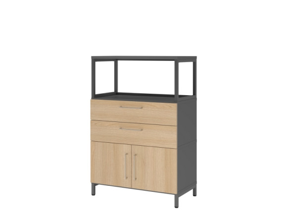 Armoire combinée Hammerbacher, 3OH, base, graphite/chêne, VFW38K1RU/G/E/BS