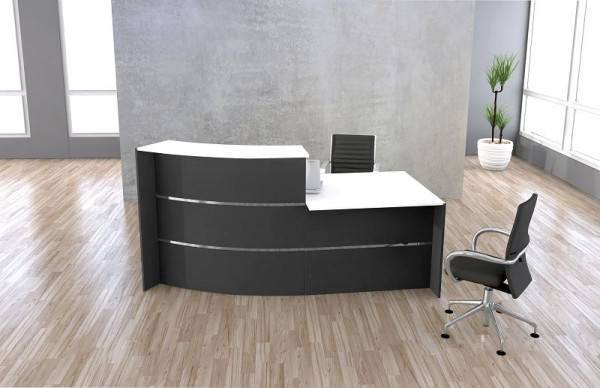 Comptoir courbé Kerkmann Bari avec bureau de consultation, L 2310 mm x P 1225 mm x H 1120 mm, coloris : anthracite, 21355313