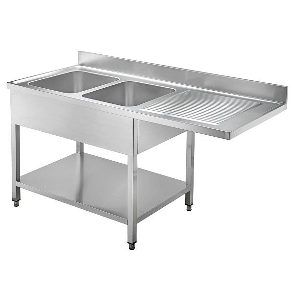 Vaiotec TOPLINE évier centre 700 / 2 vasques à gauche, plan de travail épaisseur 40 mm, 180x70x85 cm, 10520