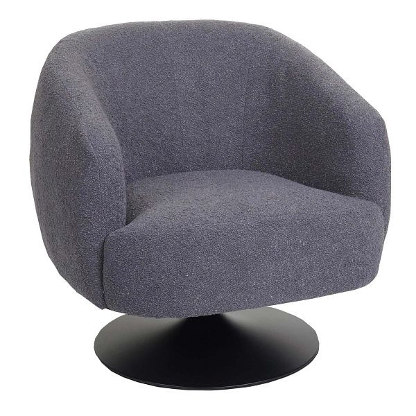 Chaise longue Mendler HWC-J76, chaise de cocktail chaise pivotante, métal en tissu bouclé, gris foncé, 83067