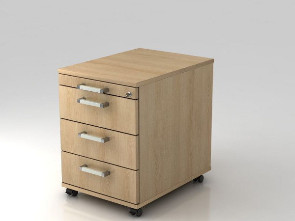 Conteneur roulant Hammerbacher 58cm, 3 tiroirs, serrure poignée chromée chêne, 42,8x58x59 cm, 1/3/3/3 HE, VAC30/E/E/CE