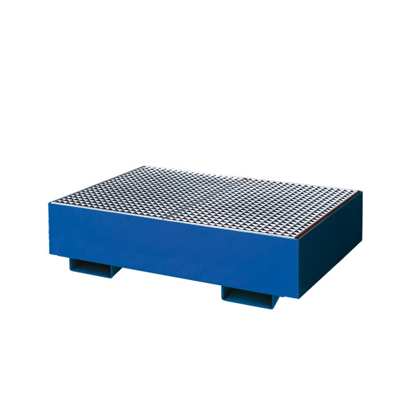 Lèchefrite industrielle Eichinger à parois latérales droites, avec grille, 2 x fûts, bleu gentiane, 30120100000097