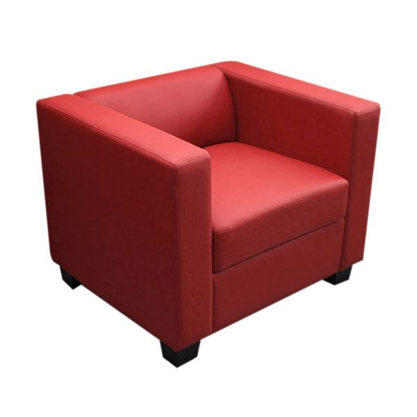 Fauteuil Mendler chaise longue Lille, cuir, rouge, 17643+17644