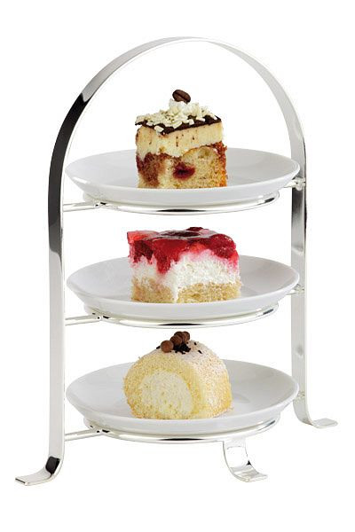 Plat de service APS, 22,5 x 16,5 cm, hauteur : 25,5 cm, métal chromé dur, pour 3 assiettes maximum Ø 17 cm, anneau intérieur Ø 10,5 cm, 33216