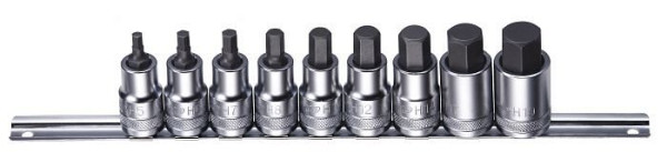 Jeu de douilles 6 pans internes 1/2" Boxo, 9 pièces, B-H1209R