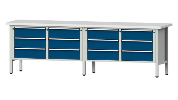 Établis ANKE établi à caissons, modèle 108 V, 2800 x 700 x 890 mm, RAL 7035/5010, KSP 40 mm, 301.449