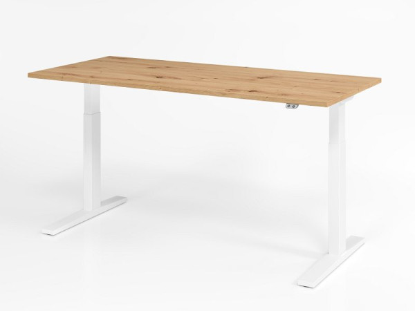 Bureau Hammerbacher XMKA19, 180 x 80 cm, plateau : chêne noueux, épaisseur 25 mm, chant épais en ABS, forme rectangulaire, blanc, VXMKA19/R/W