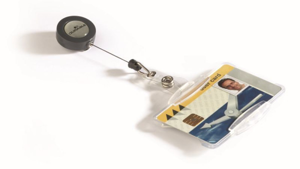 Porte-carte d'identité DURABLE avec yoyo pour 1 carte d'identité, transparent, paquet de 10, 801119