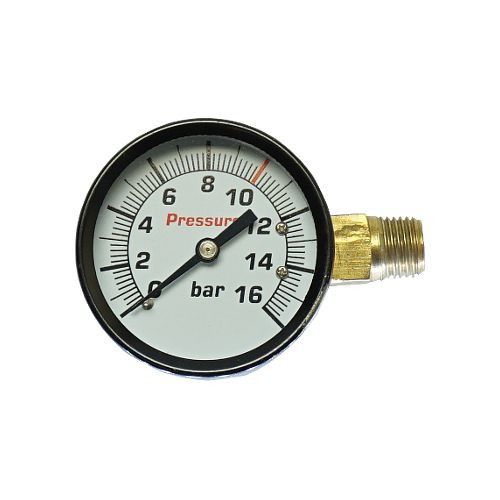 Manomètre AEROTEC 16 bar 50 mm - 1/4 pouce ET droit, 9052106