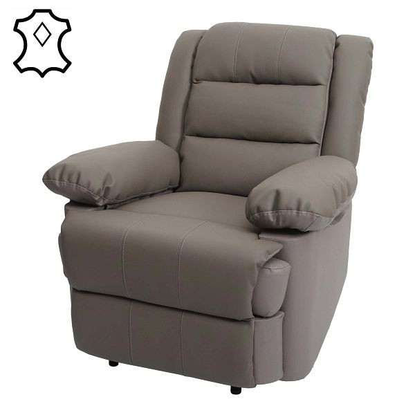 Fauteuil TV Mendler HWC-G15, fauteuil relax fauteuil lounger, cuir + simili cuir 101x87x100cm, taupe, 82844+82845