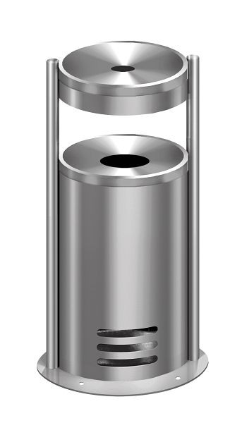 Cendrier de sécurité Kerkmann tec-art E, Ø 320, H 640 mm, acier inoxydable, 34629181