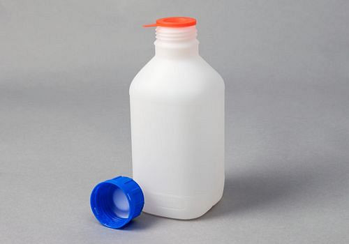 Flacons à col étroit DENIOS en HDPE, carrés, naturellement transparents, 1000 ml, UN, UE : 6 pièces, 257-552