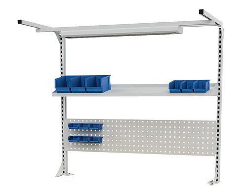 Structure d'établi Bedrunka+Hirth 1500 mm, structure multi-parois avec éclairage, nombreux accessoires dimensions en mm (LxH) : 1500 x 1250, 03.900.15.320A
