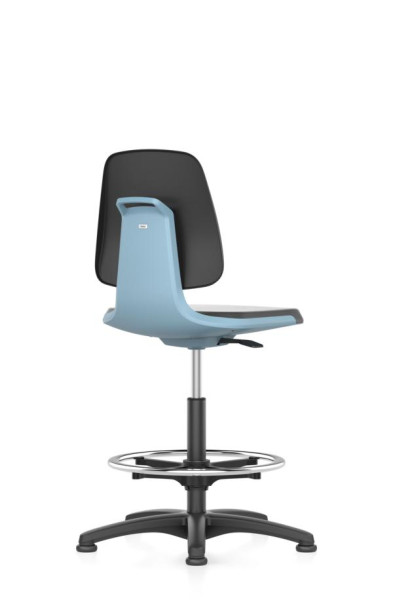 siège de travail bimos Labsit avec patins, assise H.520-770 mm, mousse PU, coque d'assise bleue, 9121-2000-3277