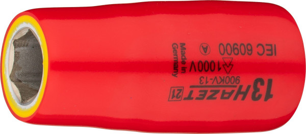 Embout pour clé à douille Hazet, hexagonal, double isolation, carré creux 12,5 mm (1/2 pouce), profil de traction hexagonal externe, 13 mm, 900KV-13